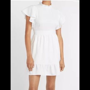 NWT - Express x Lady Gang white ruffled dress